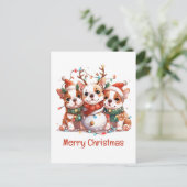 メリークリスマスイングリッシュブルドッグトナリーサンタ ポストカード (スタンド正面)