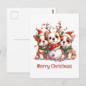 メリークリスマスイングリッシュブルドッグトナリーサンタ ポストカード (正面/裏面)