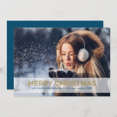 メリークリスマスイン金ゴールド独身の、フォトホリデーカード シーズンカード (正面/裏面)