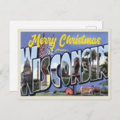 メリークリスマスウィスコンシンヴィンテージスタイル ポストカード (正面/裏面)