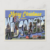 メリークリスマスウィスコンシンヴィンテージスタイル ポストカード (正面)