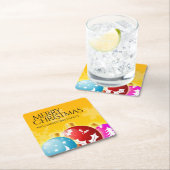 メリークリスマスウィズフェスティバルホリデーオーナメント スクエアペーパーコースター (インサイチュ)