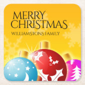 メリークリスマスウィズフェスティバルホリデーオーナメント スクエアペーパーコースター (正面)