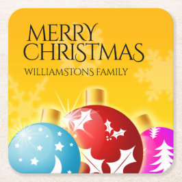 メリークリスマスウィズフェスティバルホリデーオーナメント スクエアペーパーコースター