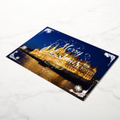 メリークリスマスウィズブダペスト議会建物 箔シーズンカード (回転した状態)