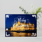 メリークリスマスウィズブダペスト議会建物 箔シーズンカード (立ち正面)