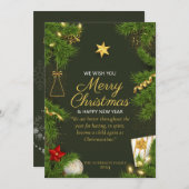メリークリスマスウィズ引用文ホリデーカード シーズンカード (正面/裏面)