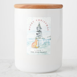 メリークリスマスウィッシュウォーターカラーウィンターキツネ フードラベル