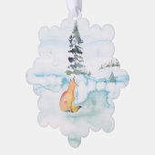 メリークリスマスウィッシュウォーターカラーキツネ&ツリー オーナメントカード (左)
