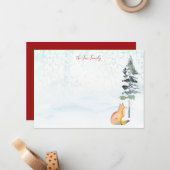 メリークリスマスウィッシュパーソナライズされたキツネ ノートカード (正面/裏面インサイチュ)