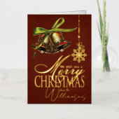 メリークリスマスウィッシュレトロクリスマスカードゴールドフォイル 箔シーズンカード (正面)