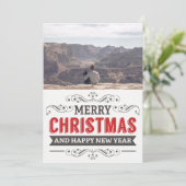 メリークリスマスウィッシュレトロタイポグラフィファミリーフォト シーズンカード (スタンド正面)