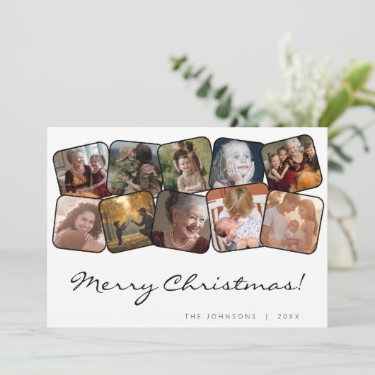メリークリスマスウィットブラック10フォトコラージュ シーズンカード (スタンド正面)