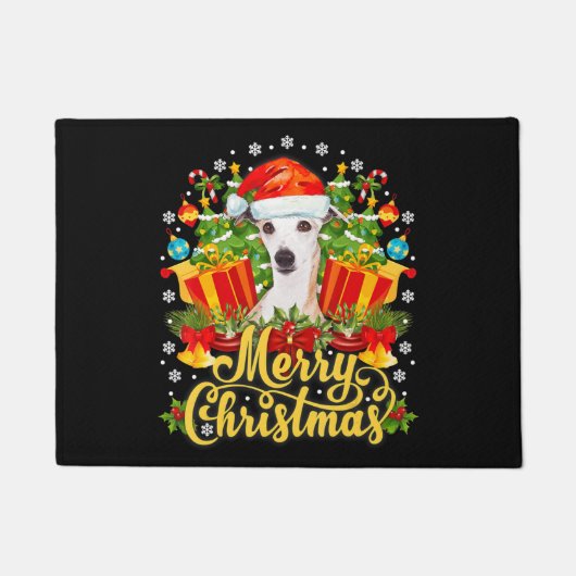 メリークリスマスウィペットママパパクリスマス ドアマット (正面)