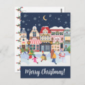 メリークリスマスウィムシーな冬の町がパーソナライズ ポストカード (正面/裏面)