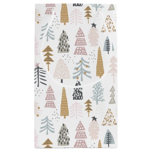 メリークリスマスウィムシーな田舎冬の木 スモールペーパーバッグ (裏面)