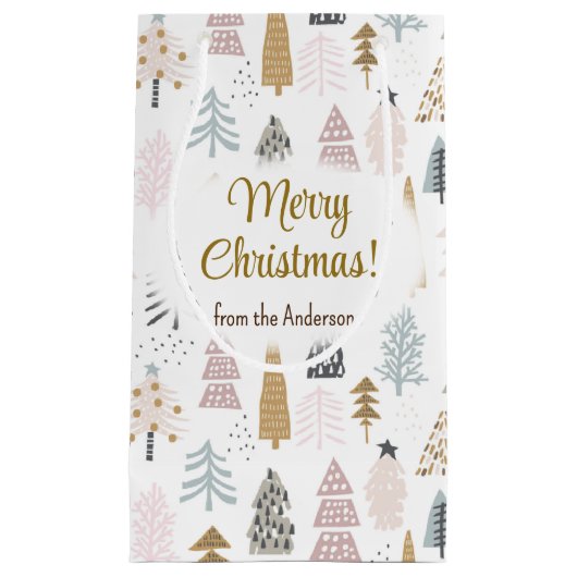 メリークリスマスウィムシーな田舎冬の木 スモールペーパーバッグ (正面)