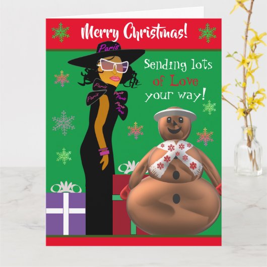 メリークリスマスウィメンズアフリカンアメリカ・クリスマス カード (黄色い花)