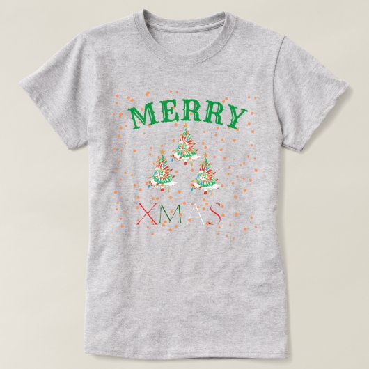 メリークリスマスウィメンズグレー Tシャツ (デザイン正面)