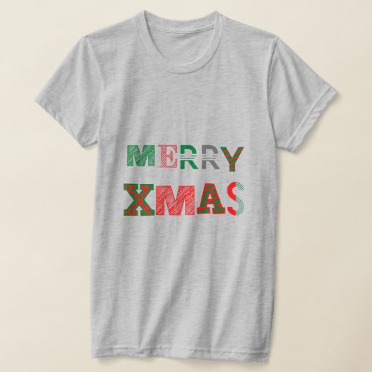 メリークリスマスウィメンズグレー Tシャツ (レイダウン)