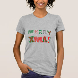 メリークリスマスウィメンズグレー Tシャツ