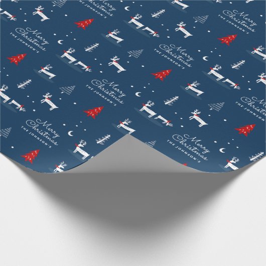 メリークリスマスウィンターウッドランドパーソナライズされたラップ ラッピングペーパー (角)