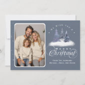 メリークリスマスウィンターウッドランド家族の写真 シーズンカード (正面)