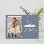 メリークリスマスウィンターウッドランド家族の写真 シーズンカード (スタンド正面)