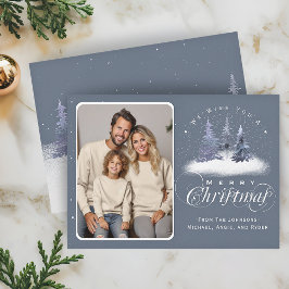 メリークリスマスウィンターウッドランド家族の写真 シーズンカード