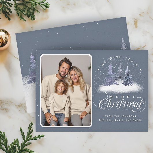 メリークリスマスウィンターウッドランド家族の写真 シーズンカード