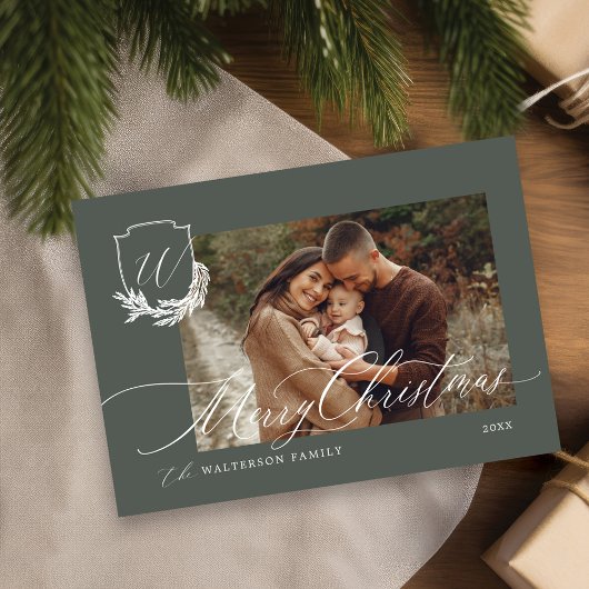 メリークリスマスウィンターガーランドのモノグラム写真 シーズンカード