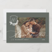 メリークリスマスウィンターガーランドのモノグラム写真 シーズンカード (正面)