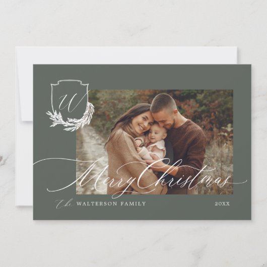メリークリスマスウィンターガーランドのモノグラム写真 シーズンカード (正面)