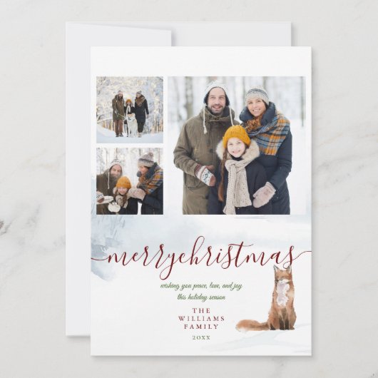 メリークリスマスウィンターキツネ3 Photo Collage シーズンカード (正面)