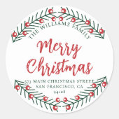 メリークリスマスウィンターグリーン差出人住所 ラウンドシール (正面)