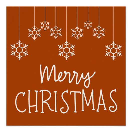 メリークリスマスウィンタースノーフレークタイポグラフィ ポスター (正面)