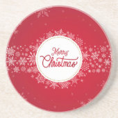 メリークリスマスウィンタースノーフレークレッドフェスティバル コースター (正面)