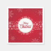 メリークリスマスウィンタースノーフレークレッドフェスティバル スタンダードカクテルナプキン (正面)