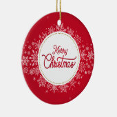メリークリスマスウィンタースノーフレークレッドフェスティバル セラミックオーナメント (右)