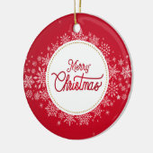 メリークリスマスウィンタースノーフレークレッドフェスティバル セラミックオーナメント (左)