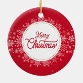 メリークリスマスウィンタースノーフレークレッドフェスティバル セラミックオーナメント (裏面)