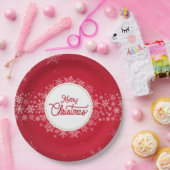 メリークリスマスウィンタースノーフレークレッドフェスティバル ペーパープレート (パーティー)