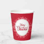 メリークリスマスウィンタースノーフレークレッドフェスティバル 紙コップ (裏面)