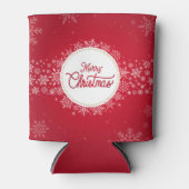 メリークリスマスウィンタースノーフレークレッドフェスティバル 缶クーラー (正面)