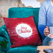 メリークリスマスウィンタースノーフレークレッドホリデー クッション