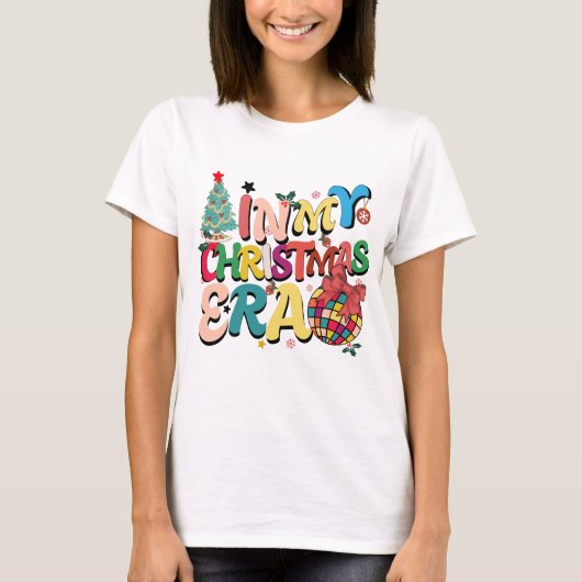 メリークリスマスウィンタースノーフレークヴィンテージクリスマス Tシャツ (正面)