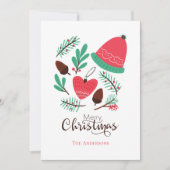 メリークリスマスウィンターハットとピネコーン シーズンカード (正面)