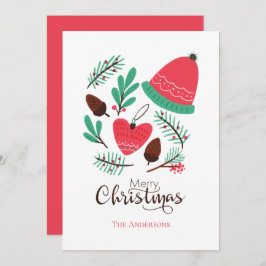 メリークリスマスウィンターハットとピネコーン シーズンカード