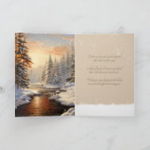 メリークリスマスウィンターパインツリーフォレストリバーサン シーズンカード (内部)