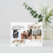 メリークリスマスウィンターパインベリーボタニカルフォト シーズンポストカード (スタンド正面)